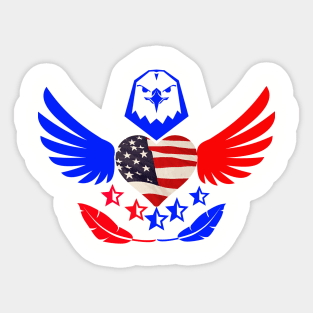 Freedom Hawk Heart Sticker